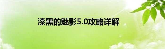 漆黑的魅影5.0攻略详解