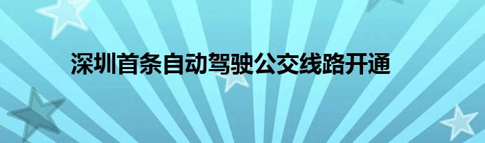 深圳首条自动驾驶公交线路开通