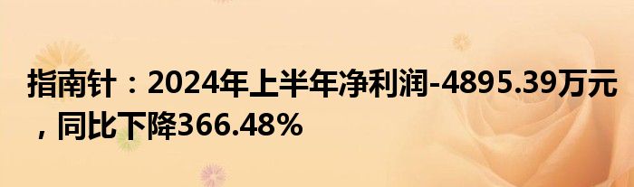 指南针：2024年上半年净利润-4895.39万元，同比下降366.48%