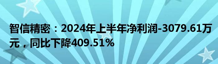 智信精密：2024年上半年净利润-3079.61万元，同比下降409.51%