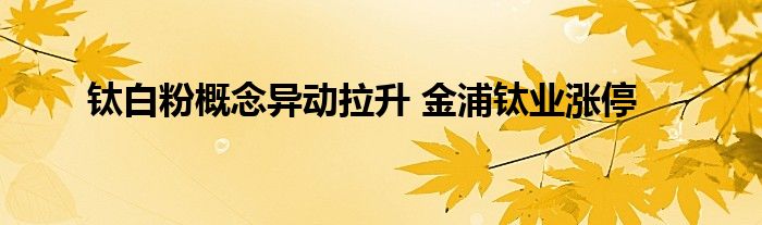 钛白粉概念异动拉升 金浦钛业涨停