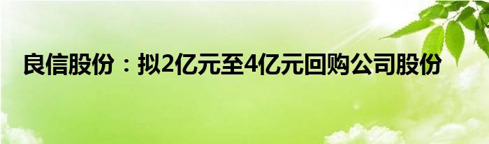 良信股份：拟2亿元至4亿元回购公司股份