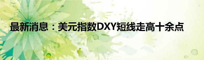 最新消息：美元指数DXY短线走高十余点