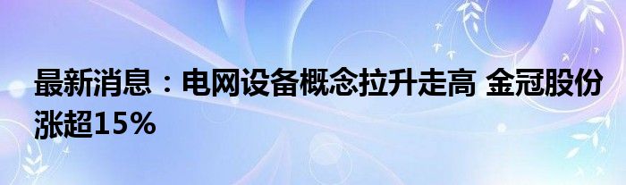 最新消息：电网设备概念拉升走高 金冠股份涨超15%