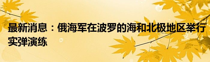 最新消息：俄海军在波罗的海和北极地区举行实弹演练