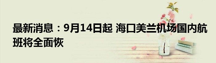 最新消息：9月14日起 海口美兰机场国内航班将全面恢