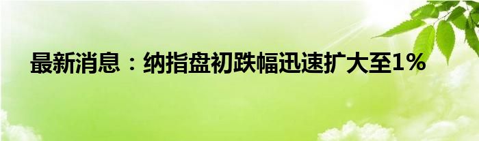 最新消息：纳指盘初跌幅迅速扩大至1%