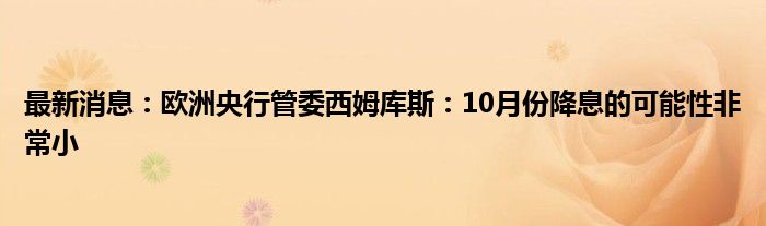 最新消息：欧洲央行管委西姆库斯：10月份降息的可能性非常小