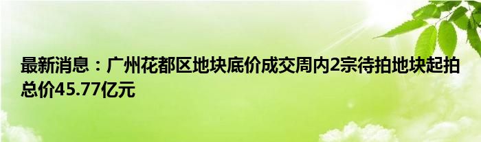 最新消息：广州花都区地块底价成交周内2宗待拍地块起拍总价45.77亿元