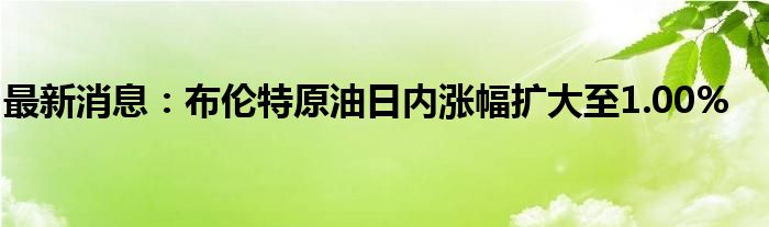 最新消息：布伦特原油日内涨幅扩大至1.00%