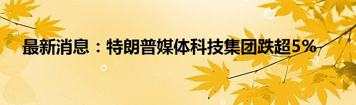 最新消息：特朗普媒体科技集团跌超5%