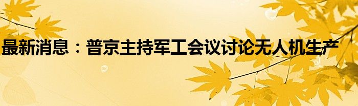 最新消息：普京主持军工会议讨论无人机生产