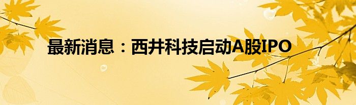 最新消息：西井科技启动A股IPO