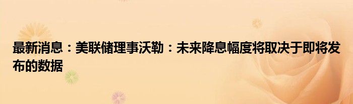 最新消息：美联储理事沃勒：未来降息幅度将取决于即将发布的数据