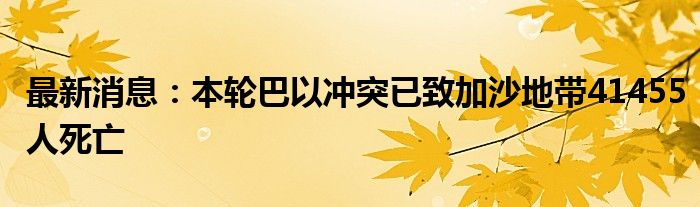 最新消息：本轮巴以冲突已致加沙地带41455人死亡