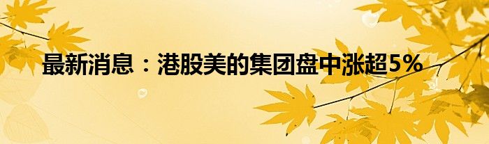 最新消息：港股美的集团盘中涨超5%