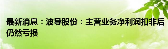 最新消息：波导股份：主营业务净利润扣非后仍然亏损