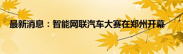 最新消息：智能网联汽车大赛在郑州开幕