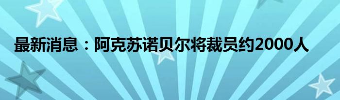 最新消息：阿克苏诺贝尔将裁员约2000人