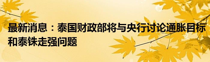 最新消息：泰国财政部将与央行讨论通胀目标和泰铢走强问题