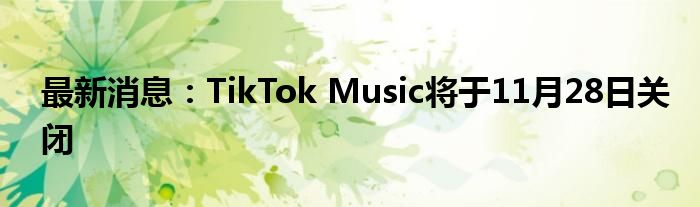 最新消息：TikTok Music将于11月28日关闭