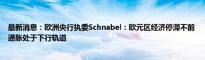 最新消息：欧洲央行执委Schnabel：欧元区经济停滞不前 通胀处于下行轨道