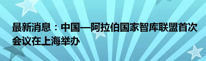 最新消息：中国—阿拉伯国家智库联盟首次会议在上海举办