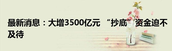 最新消息：大增3500亿元 “抄底”资金迫不及待