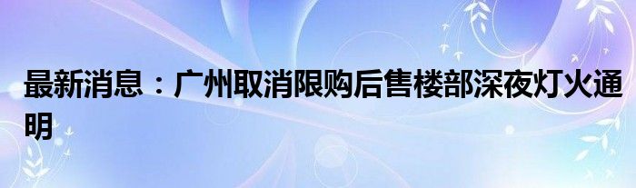 最新消息：广州取消限购后售楼部深夜灯火通明