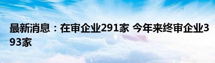 最新消息：在审企业291家 今年来终审企业393家