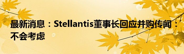 最新消息：Stellantis董事长回应并购传闻：不会考虑